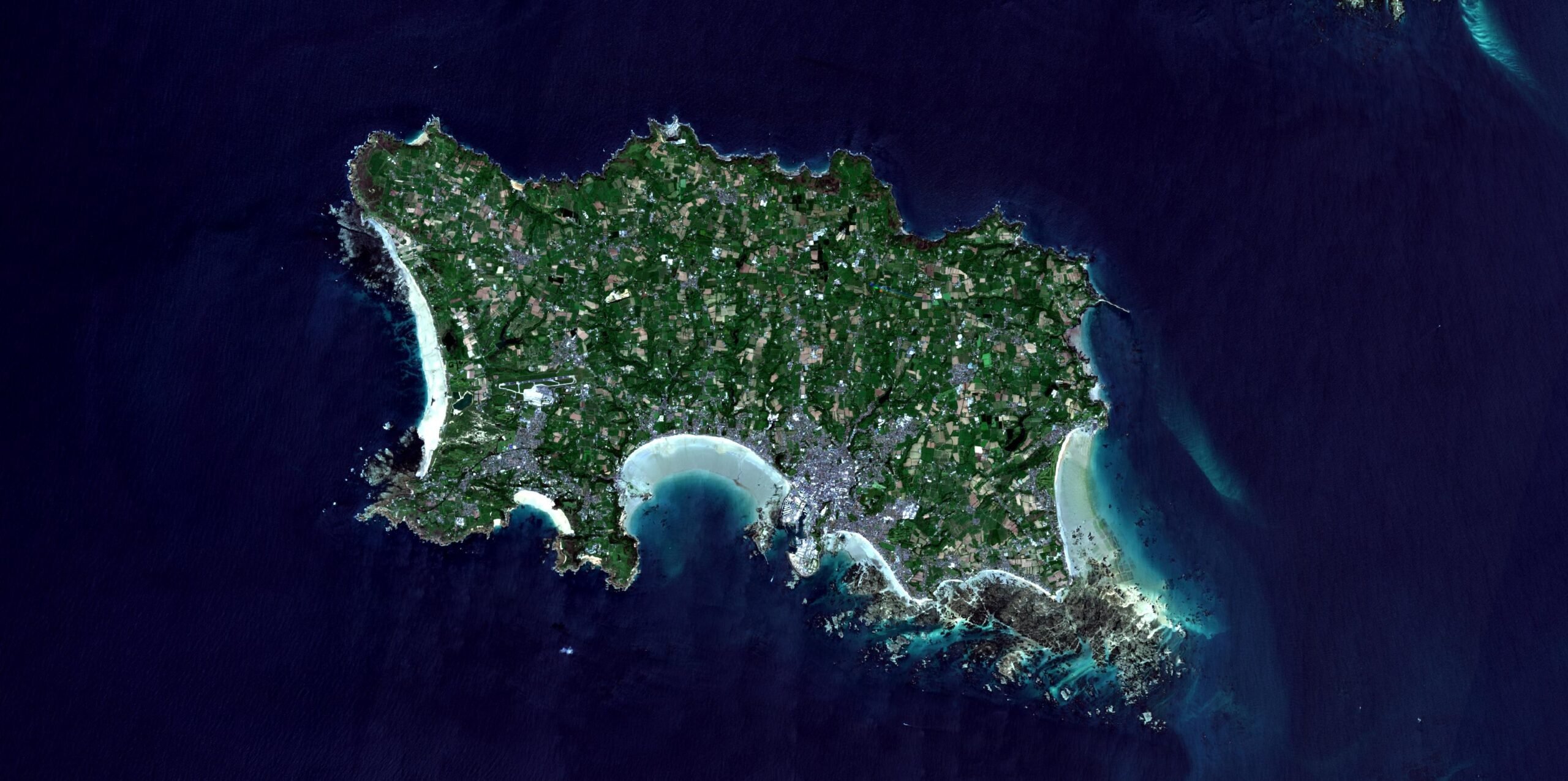 Sentinel-2 satellite image showing the island of Jersey